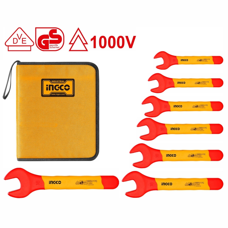 JGO LLAVE DE BOCA AISLADO 1000V INGCO 7 PZS